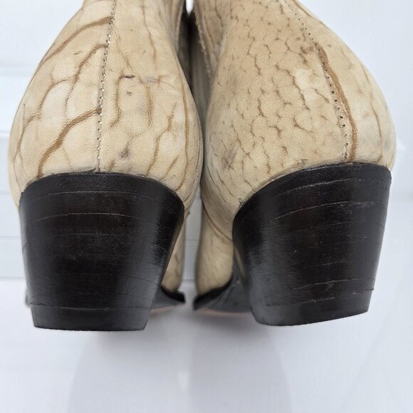 Botas Jaca Mens Suede Cowboy Boots Size 6 Beige Short Leather Western Coastal - Picture 9 of 13